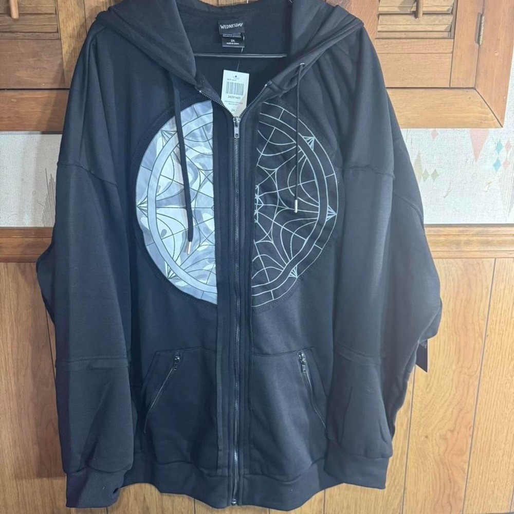 Hot Topic Wednesday Addams Zip Up Twofer  Hoodie Size 2XL NWT‎